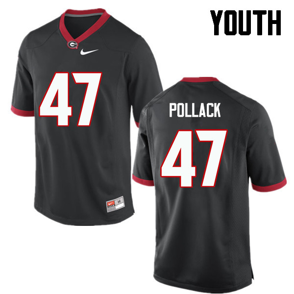 Youth Georgia Bulldogs #47 David Pollack College Football Jerseys-Black - Click Image to Close